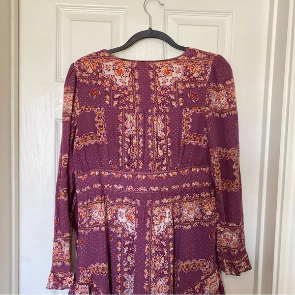 FREE PEOPLE Bridget Dress Size Small Floral Boho Berry - Picture 6 of 6